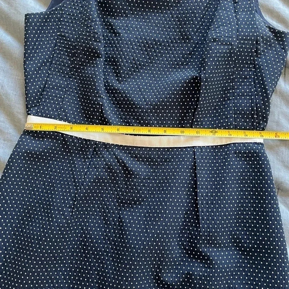 David Meister Navy Blue Polkadot Cocktail Dress A Line Women’s Size 10 Preppy - Picture 10 of 12